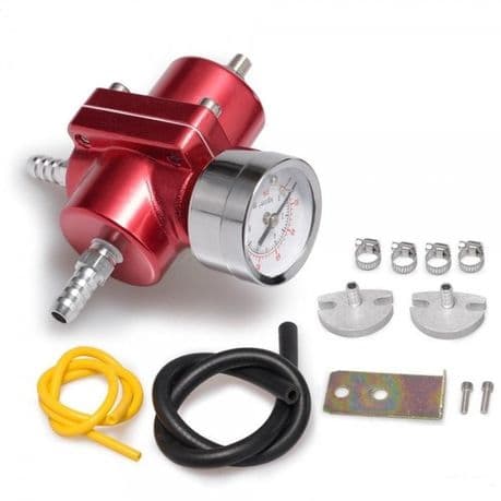 Fuel Pressure Regulator Entry With Gauge Red FPR003